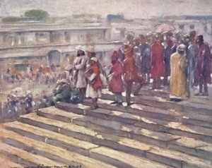 A Jumma Masjid lépcsőjén, 1903 alkotó: Mortimer L Menpes