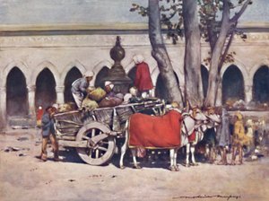„Jelenet a pályaudvaron kívül a Delhi Durbar idején”, 1903 alkotó: Mortimer L Menpes