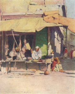 Egy húsüzlet Peshawurban, 1905 alkotó: Mortimer Ludington Menpes