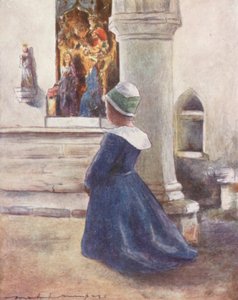 Templomban (színes litográfia) alkotó: Mortimer Ludington Menpes