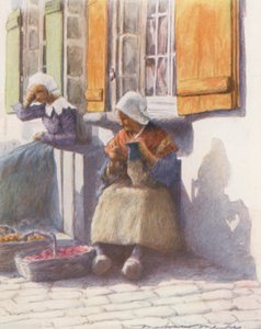 A Pont-Aven-i rakparton (színes litográfia) alkotó: Mortimer Ludington Menpes