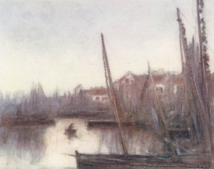 A szardíniaflotta, Concarneau (színes litográfia) alkotó: Mortimer Ludington Menpes