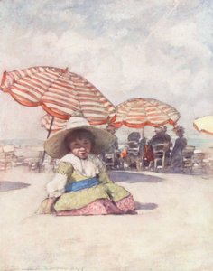 A világ gyermekei: Trouville tengerpartján (színes litográfia) alkotó: Mortimer Ludington Menpes