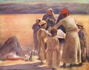 A világ gyermekei: Földrajz lecke (színes litográfia) alkotó: Mortimer Ludington Menpes