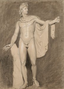 Az Apollo Belvedere öntvénye (fekete-fehér kréta mosással papíron) alkotó: Moseley Danforth