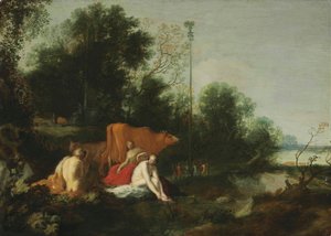 Német: Pan und Nymphen beim Baden Tájkép szatírral, nimfákkal és szarvasmarhákkal