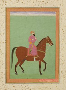 Egy mogul Amir lóháton, 1670-80 körül, a Large Clive albumból alkotó: Mughal School