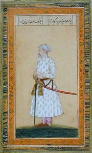 Kardot viselő herceg, a Small Clive Albumból (átlátszatlan akvarell papíron) alkotó: Mughal School
