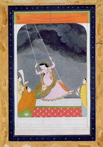 Hölgy hintán, Kangra, Punjab hills 1790 körül (papíron átlátszatlan wc) alkotó: Mughal School