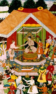 Akbar és Azim Khan Dipalpurban, 1590-95 körül alkotó: Mughal School