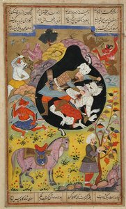 Rustam Slays the White Div, 1608 alkotó: Mughal School