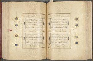 Fol 137 verso 183 recto, Timurid Korán, 1441 (tinta és arany papíron)