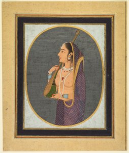 Udvari hölgy énekel és játszik a vinán, c. 1760.