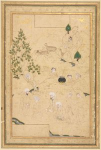Piknik a hegyekben, egyoldalas illusztráció, c. 1550-1600. alkotó: Muhammadi
