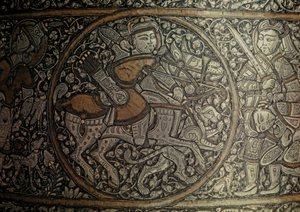 MAMLUK KNIGHT: Szíriai művészet. Részlet a "Szent Lajos keresztelőmedencéje" című medencéből... alkotó: Muhammed Ibn Al Zayn