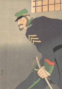 Nyomtatás, [katona karddal], kb. 1906. alkotó: Munakata