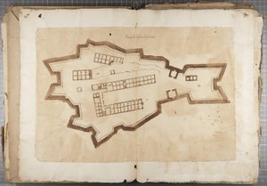 Mutio Oddi, Urbino és mások rajzainak portfóliója – Fuentes kikötője, 1635-1640 körül (toll és tinta papíron, bekötött kötetben)