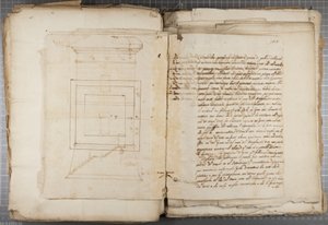 Portfólió Mutio Oddi (Urbino és mások) rajzaiból, 120. o., 1635-40 körül (toll és tinta papírra bekötött kötetben)