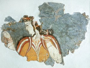 Udvarhölgy, freskó a Mükénei palotából, Görögország, Mükénei civilizáció alkotó: Mycenaean