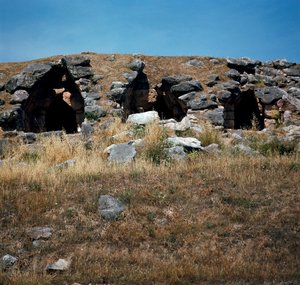 Mükénei művészet: Tirynthe város erődítményeiben épült házak, ie 1200 körül. Görögország alkotó: Mycenaean