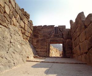 Kilátás az oroszlánok kapujára, Mycenes városában, Görögországban alkotó: Mycenaean