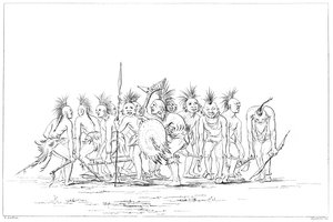 Kolduló tánc, Sac and Fox, Rock Island, Felső-Mississippi, 1841. alkotó: Myers and Co