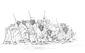 Bölénymaszkban táncoló indián vadászok, 1841.