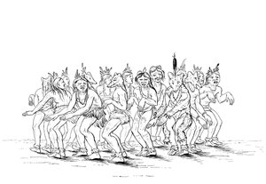 A sziú törzs medvétáncot mutat be, 1841.