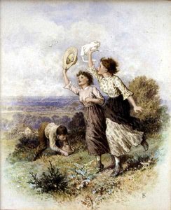 Pillangók fogása (akvarell papíron) alkotó: Myles Birket Foster