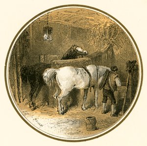 Lovak az istállóban alkotó: Myles Birket Foster