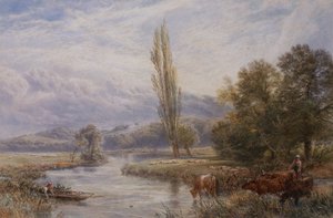 Az öntöző hely (akvarell) alkotó: Myles Birket Foster
