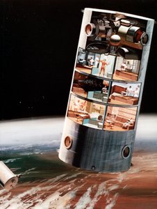 Az űrben való élet futurisztikus képe, 1970-es évek. alkotó: NASA Images