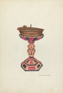 Keresztelő font és állvány alkotó: N.H. Yeckley