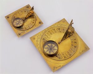 Két mozgatható vízszintes napóra, Párizs, 1720 körül (aranyozott sárgaréz)