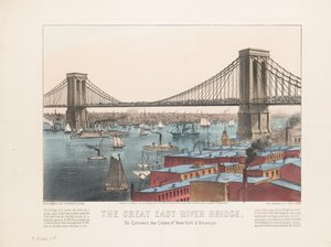 A nagy East River híd: New York és Brooklyn városainak összekötésére, 1872 körül