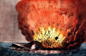 Amerikanischer Bürgerkrieg (1861-1865): Schlacht von Hampton Roads 8.-9. März von N. and Ives J.M. (1824-95) Currier