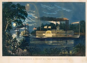 "Rounding a Bend" a Mississippin – Az elválás tisztelgés alkotó: Currier and Ives