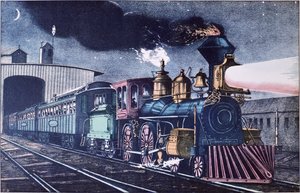 The Night Express, 1860 körül (színes litó) alkotó: Currier and Ives
