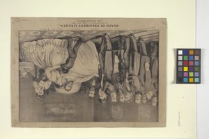 Lincoln elnök halála (kézzel színezett litográfia)