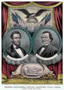 Grand National Union Banner 1864-re (színes litográfia) alkotó: Currier and Ives
