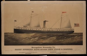 Metropolitan Steamship Co. napi járat New York és Boston között... Neptun (litográfia, színes)