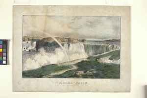 Niagara-vízesés, a kanadai oldalról (kézzel színezett litográfia)