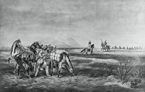 Béke vagy háború, Találkozás az indiánok és a fehér vadászok között, kiadó: Colin Simkin alkotó: Currier and Ives