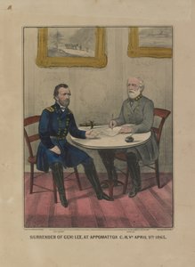 Genl átadása. Lee, az Appomattox C.H. Va. április 9. 1865 (színes litográfia) alkotó: Currier and Ives