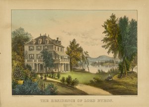 Lord Byron rezidenciája (kézzel színezett litográfia) alkotó: Currier and Ives