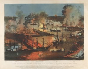 A Splendid Naval Triumph a Mississippin, április 24 alkotó: Currier and Ives
