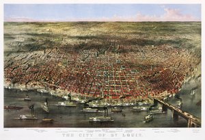 St. Louis városa, 1874 körül (színes litográfia) alkotó: Currier and Ives