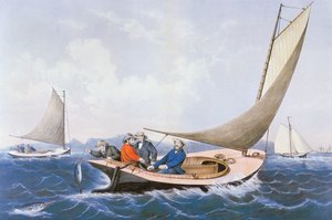 Kék halak trollkodása Maine partjainál alkotó: Currier and Ives