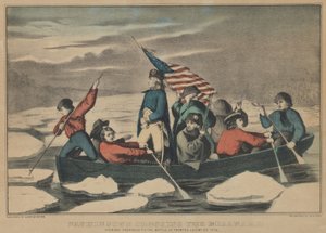 Washington átkelt a Delaware-en a trentoni csatát megelőző estén, 1776. december 5. alkotó: Currier and Ives