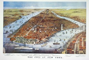 New York városa, 1876 alkotó: N. and Ives, J.M. Currier